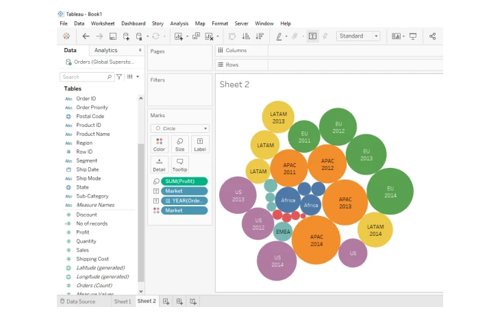 packed bubbles chart in tableau