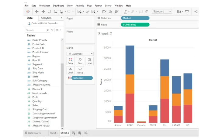 stacked bar chart in tableau