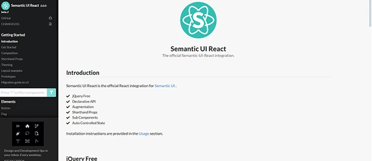 Semantic UI React Framework